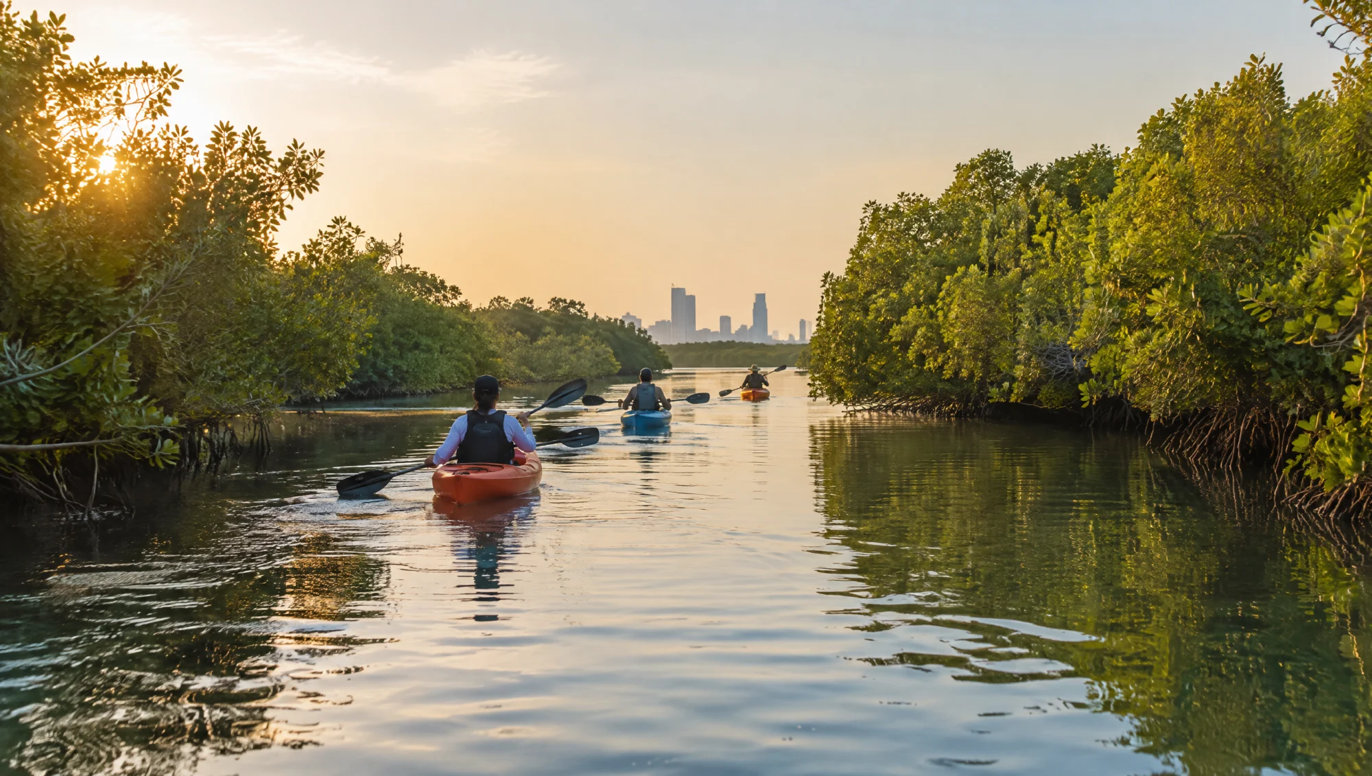 Kayak dans la mangrove d'Ajman