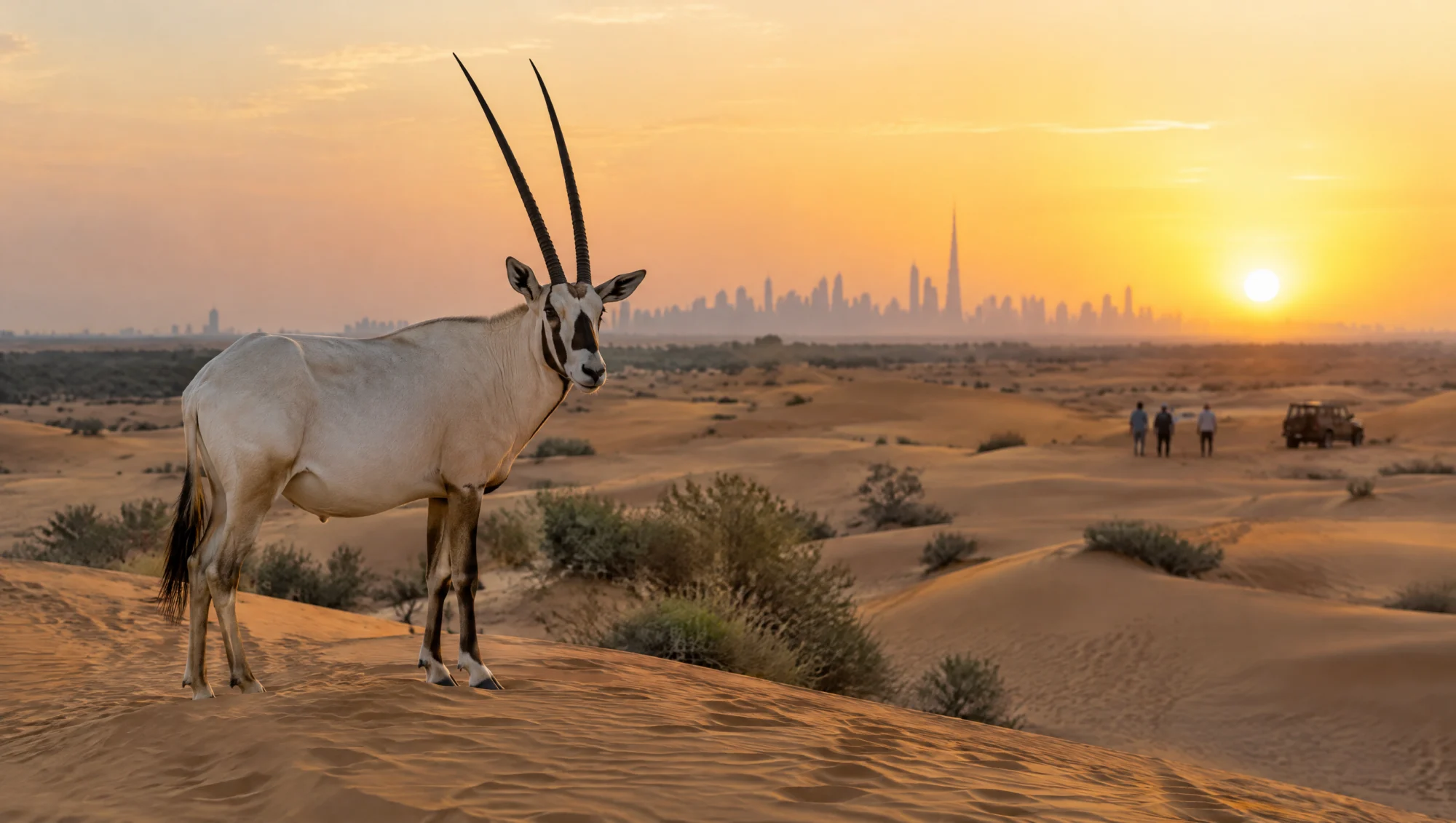 Oryx d'Arabie sur les dunes près de Dubaï