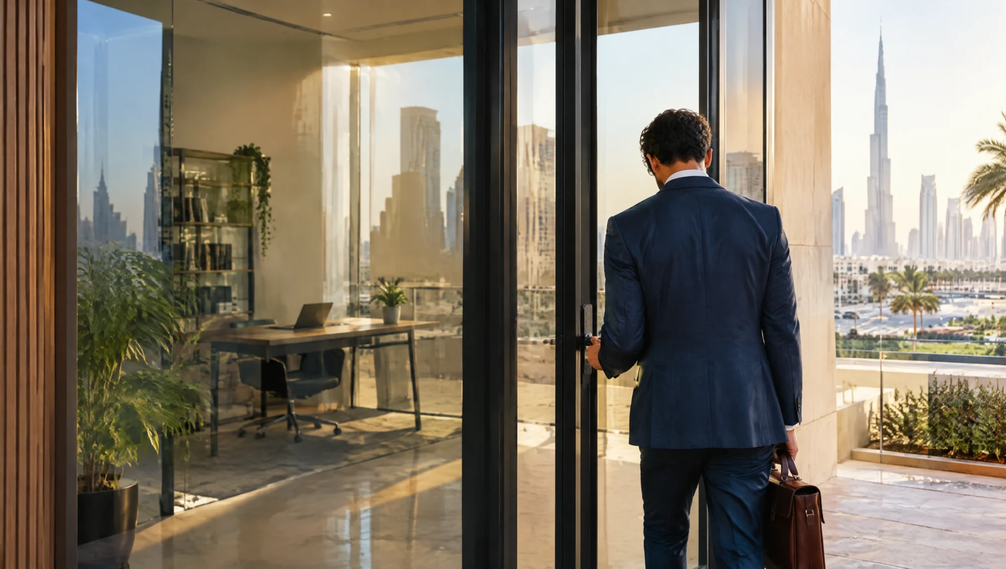 Entrepreneur ouvrant un nouveau bureau aux Émirats