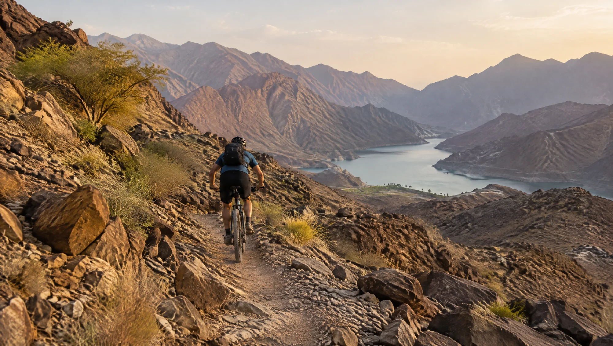 VTT sur un sentier rocailleux à Hatta