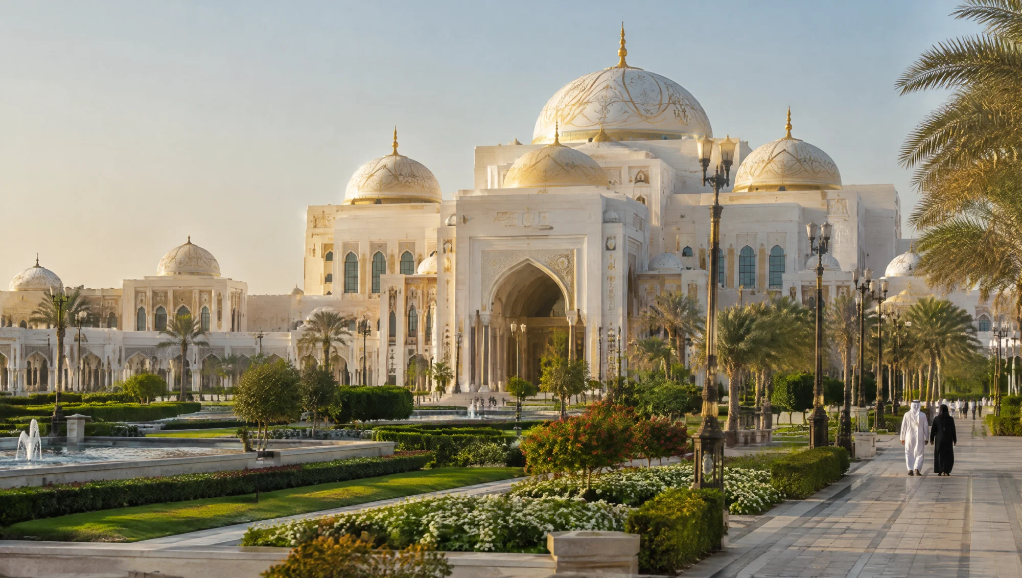 Grand palais à coupoles et ses jardins à Abou Dhabi