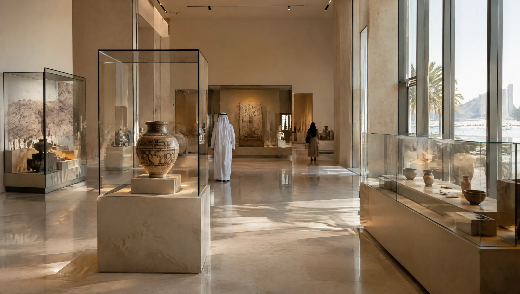 Piezas en una sala de museo de los EAU