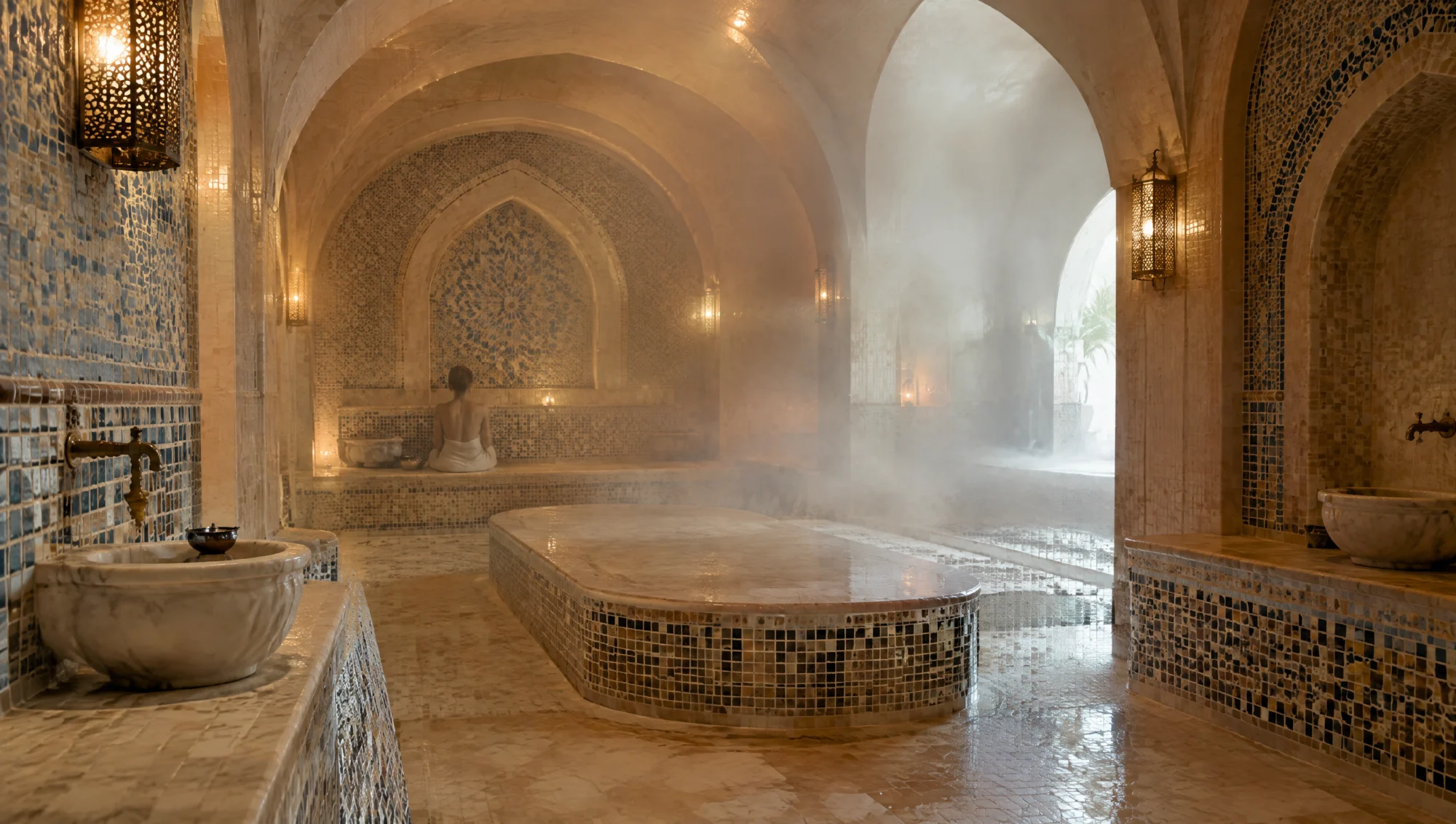Baño de vapor tipo hammam en un spa de Dubái